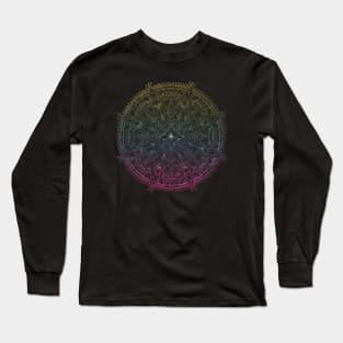 Colorful Mandala on Black Long Sleeve T-Shirt